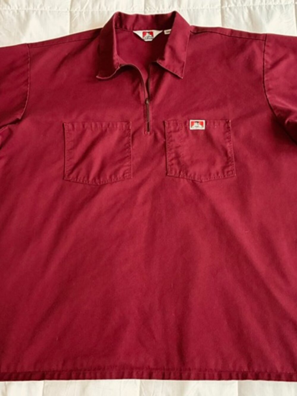 Ben Davis Gorilla 1/4 Zip Mechanic Shirt Mens 3XL Maroon Red